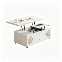 Table basse relevable multifonctionnelle et durable, table à manger 2-en-1, pliable, mobile, plateau en verre, pour salon