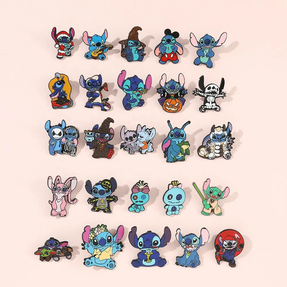 Instagram hit cartoon anime Lilo & Stitch alta qualidade metal esmalte lapela pin chapéu pin bonito crachá