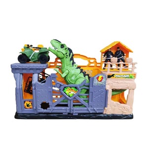 Ensemble de jeu de dinosaures en plastique avec gardien, scène de dinosaures jurassiques avec clôture et figurines pour enfants, jeu d'imitation et collection - Product Image 2