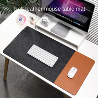 Tapis de bureau exécutif haut de gamme en cuir et feutre, tapis de souris et de clavier extra large réversible double face, tapis de bureau antidérapant OEM