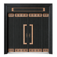 Porte d'entrée en acier de luxe pour villa, design français, sécurité antivol, usage extérieur pour appartement et hôtel, télécommande infrarouge personnalisée