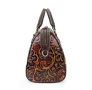 Sac à main en cuir de vache véritable tendance 2026, motif floral gaufré, style rétro, sac bandoulière pour femme - Product Image 3