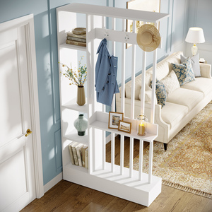 Tribesigns Étagère séparatrice autoportante blanche de 71 pouces, séparateur moderne avec crochets pour manteaux et rangement pour la maison ou le bureau - Product Image 3