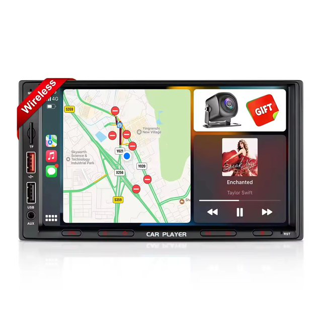 7" Car Stereo DVD Player Radio Wireless Android 2Din CarPlay with AHD Backup Camera IPS Touchscreen Mirror Link BT 5.0 RDS AM FM