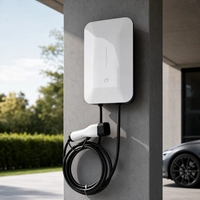 Nouvelle borne de recharge murale pour véhicules électriques 7 kW, type 2, monophasé AC 230 V, WiFi, IP55, résistante aux intempéries, avec bande lumineuse LED, station de recharge domestique, CE TUV