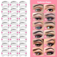 Ensemble de pochoirs à sourcils réutilisables, 24 pièces, Guide de dessin de sourcils, style, mise en forme, toilettage, carte, maquillage, ligne de cheveux, tampon