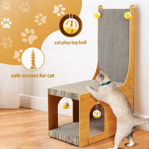 Cat <span class=keywords><strong>Scratch</strong></span> Board Karton L-förmiger vertikaler Katzen kratzer mit <span class=keywords><strong>4</strong></span> Kugeln ist ein Spielzeug, das für Innen katzen geeignet ist - Product Image 6