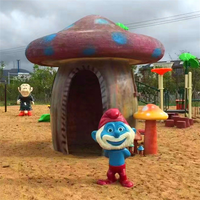 Statue de champignon en résine pour décoration de parc extérieur, grande statue de champignon en fibre de verre, sculpture de maison de champignon