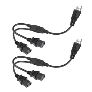 10a 125v 1m 1.5m 1.8m 18 Awg double ways Splitter Iec C13 from Nema 5-15p Extension Cable Power Cord