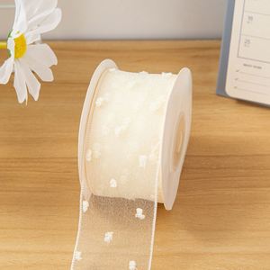 Ruban en organza floqué à pois de 2,5/3,8 cm, magnifique, pour nœuds de cheveux et décoration de bouquets de mariage, 10 yards par rouleau, vente en gros - Product Image 5