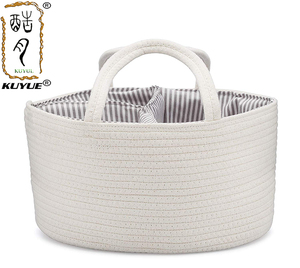 KUYUE Baby Rope Diaper Caddy - Nursery <strong>Storage</strong> <strong>Bin</strong> and Car Organizer for Diapers and Baby - Product Image 1