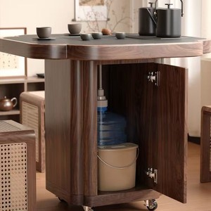 Mesa de Té Moderna de Madera Maciza con Forma de Trébol de Cuatro Hojas, 68x68 cm, con Almacenamiento, para Sala de Estar u Oficina - Product Image 4