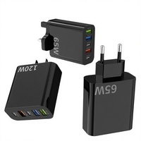 Pengisi Daya 120/65W 5-Port QC2.0 dengan 3 Port USB-A + 2 Port USB-C PD Output 5V 3A 15W Colokan EU/US/UK