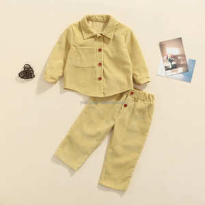 Otoño nueva ropa <span class=keywords><strong>para</strong></span> niñas bebés niños ropa <span class=keywords><strong>de</strong></span> pana trajes niñas chaqueta + pantalón sólido 2 uds ropa <span class=keywords><strong>para</strong></span> niños - Product Image 1