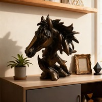 Ornement en résine tête de cheval style nordique, luxe léger, sculpture de bureau, décoration rétro pour armoire à vin, entrée ou table