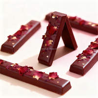 Barras de Chocolate Negro con Rosa de 10g, Manteca de Cacao Pura, Dulces de San Valentín, Chocolates Kunafa, Sabores Personalizables