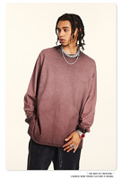 Camisetas de Manga Larga Oversize de Algodón 100% de 250GSM con Efecto Vintage Lavado a la Piedra y Teñido en Degradado de Dos Tonos, Estilo High Street