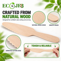 Coupe-gâteau et pelle à gâteau en bois de 7,48 pouces, emballés individuellement, emballage Kraft OEM sous marque privée pour détaillants, importateurs, grossistes