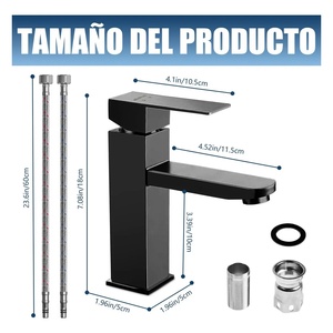 Grifo Mezclador de Baño de Acero Inoxidable, Grifo de Lavabo Cuadrado de Diseño Moderno con Ahorro de Agua - Product Image 4