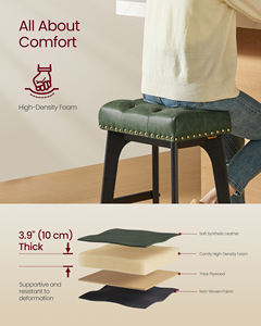 Juego de 2 <span class=keywords><strong>taburetes</strong></span> de barra de mostrador <span class=keywords><strong>VASAGLE</strong></span>, <span class=keywords><strong>taburetes</strong></span> de Bar de cuero sin espalda modernos, patas de madera maciza, <span class=keywords><strong>taburetes</strong></span> de sillín - Product Image 3