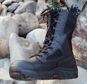 Bottes en cuir noir pour hommes, série TST0302, version été et version polaire hiver, chaussures tactiques de combat - Product Image 2