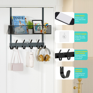 Porte-serviettes mural moderne en fil de fer avec panier, à suspendre sur la porte - Product Image 5