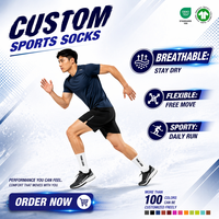 Chaussettes de sport unisexes pour jeunes - Chaussettes en coton respirantes antibactériennes avec logo sur le dessus pour hommes et femmes