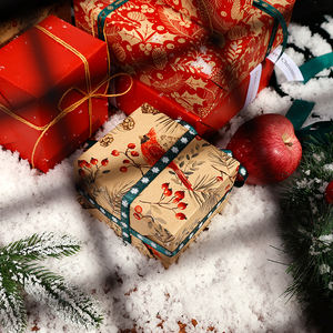 Wholesale 80g Christmas Brown Kraft <b>Paper</b> <b>Tissue</b> 43*300cm Gift Luxury Custom Packaging <b>Wrapping</b> <b>Paper</b> Roll - Product Image 2