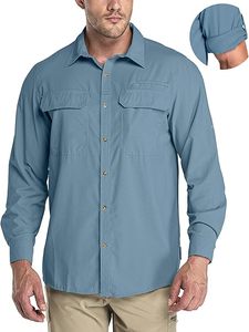 Camisas de Pesca para Hombre, Impermeables, con Botones, Manga Larga, Protección Solar UPF 50+ UV, Secado Rápido, Logotipo Personalizado, para Camping y Senderismo - Product Image 3