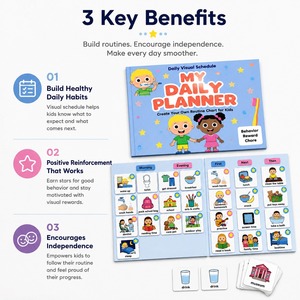 Tabella Comportamentale per Bambini con Schede delle Routine, Premi a Stella e Pianificazione delle Attività Familiari - Planner Visivo per la Routine Quotidiana - Product Image 1