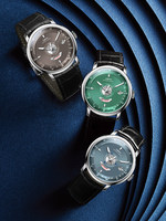 Montre pour homme Robines New Art Master Series, mouvement mécanique automatique, aiguilles lumineuses, boîtier en acier inoxydable, bracelet en cuir véritable, 41 mm
