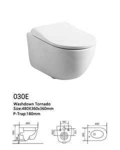 Toilette murale ronde Tornado en céramique blanche <span class=keywords><strong>sans</strong></span> rebord facile à nettoyer Design épuré élégant unique pour salle de bain - Product Image 3