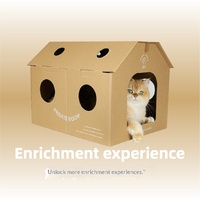 Maison pour chat ondulée style simplicité approuvé, abri fermé pour chaton, lit griffoir multifonctionnel toutes saisons, fournitures pour animaux de compagnie