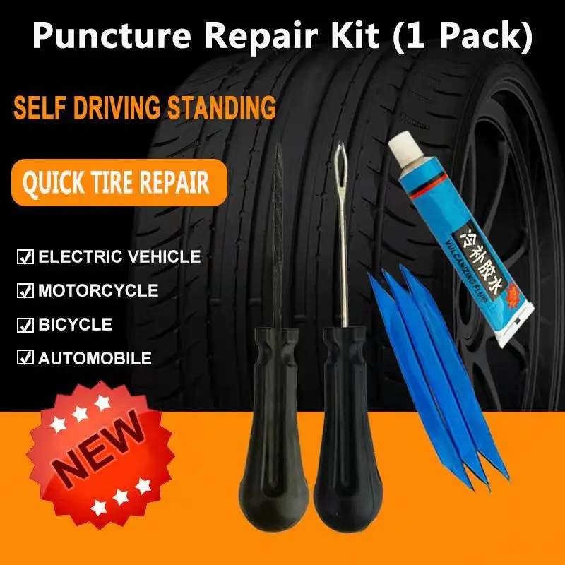 Car Tire Repair Tools Tire Repair Kit Rivet Tool Set Car Bicycle Tubeless Puncture Plug Garage Auto Parts Tyre Puncture