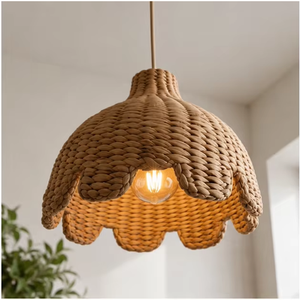 Woven Bamboo Rattan Pendant Lightshade Natural Wabi Sabi Decorative Hood Bedroom China Ceiling Lamp For Sale - Product Image 3
