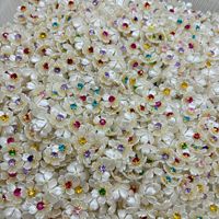 Fleur à 5 pétales en ABS imitation coquille avec strass à griffe unique, accessoires de bijoux faits main DIY