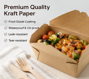 Eco Friendly Disposable <b>Kraft</b> Paper Takeaway Boxes Microwavable Food <b>Box</b> - Product Image 3
