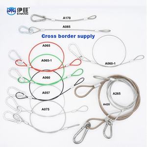Mousqueton en acier inoxydable avec câble de sécurité tressé et extrémités bouclées, câble métallique de sécurité gainé - Product Image 1