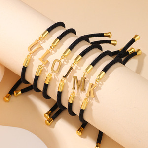 Pulsera Tejida con Dijes de Letras y Pedrería, Aleación de Zinc, Joyería Unisex, Regalo de Moda - Product Image 2