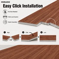 Plancher SPC MORLENX en grain de bois rouge brun, imperméable, résistant aux rayures, à noyau rigide, système de clic, pour projets hôteliers et de villas