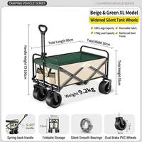 Chariot de camping pliable avec roulements silencieux et fluides, chariot tout-terrain robuste