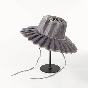 New Arrival Fashion Casual Foldable Pleated <b>Paper</b> Straw Hat <b>Spring</b> Summer Waterproof Outdoor Beach Sunshade Straw Boater Hat - Product Image 6