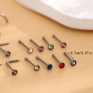 20g thép không gỉ cong mũi đinh tán 100pcs nhỏ l-hình dạng uốn cong vòng vít piercing đồ trang sức kết hợp màu sắc phong cách cho trẻ em đám cưới - Product Image 6