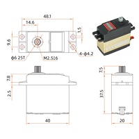 Servomoteur numérique à engrenages métalliques Kpower MM0600 6,5 kg 0,12 s, boîtier intermédiaire en aluminium, servo standard pour l'automatisation industrielle