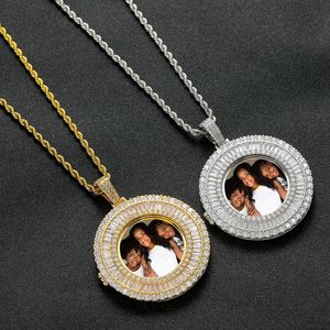 Collier pendentif cadre <span class=keywords><strong>photo</strong></span> <span class=keywords><strong>personnalisé</strong></span> Hip-Hop Iced Out en cuivre et zircon avec chaîne en corde - Product Image 1