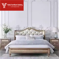 Lit double de style français Versailles Rose Court, lit rembourré, mobilier français, lit double pour chambre à coucher, mobilier de chambre de villa