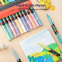 Ensemble de marqueurs acryliques double-tête bicolores à pointe souple pour papier, cahiers et peinture