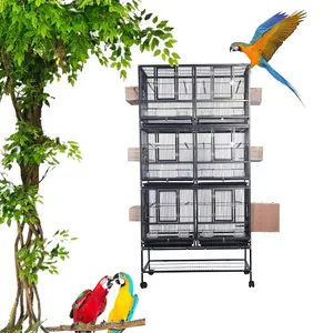 Lüks tasarımlar toptan siyah çelik metal demir aviary kanarya budgie finch pet büyük papağan aşk yetiştiriciliği kuş kafesi satılık