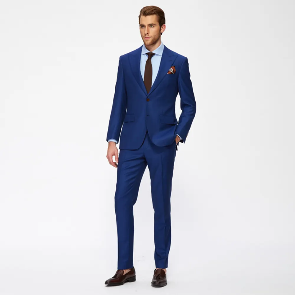 Upgrade Your Professional Attire with a Navy Blue Business Suit Tailored to Perfection with a Slim Fit and Satin Lining