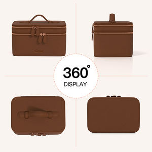 Модные сумки для хранения ювелирных изделий и косметики, кожаные портативные двухслойные дорожные сумки для косметики - Product Image 4